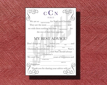 Unique Wedding Guest Book, Wedding Mad Libs, Wedding Ad Libs, Printable Mad Libs for a Wedding, Bridal Shower, Rehearsal Dinner or any Event