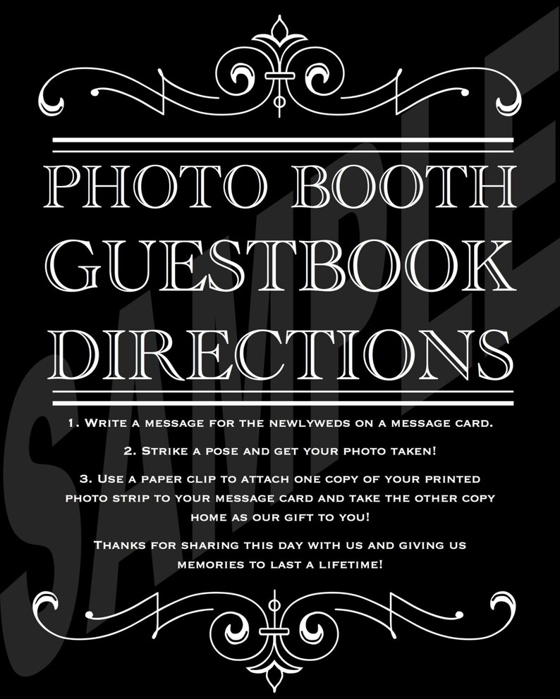 Wedding Photo Booth Guestbook Directions Sign Etsy