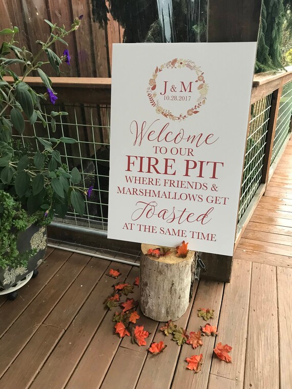 Printable Wedding Fire Pit Sign Monogramed Image 0