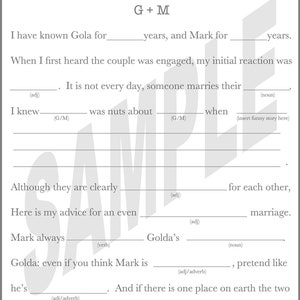 Modern Wedding Guest Book Wedding Day Mad Libs image 2