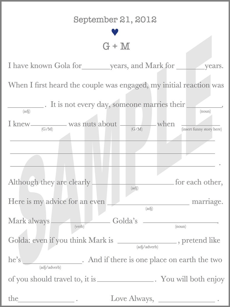 Modern Wedding Guest Book Wedding Day Mad Libs image 2