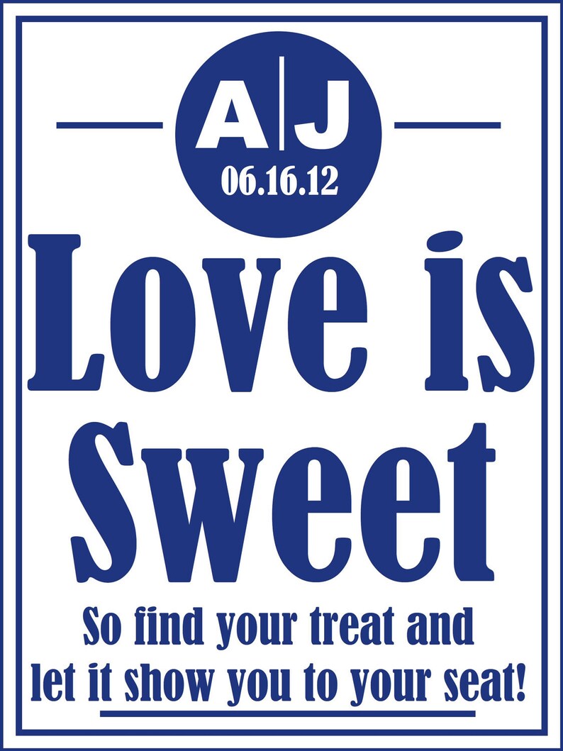 Wedding Signage Take a Treat and Find Your Seat Etsy