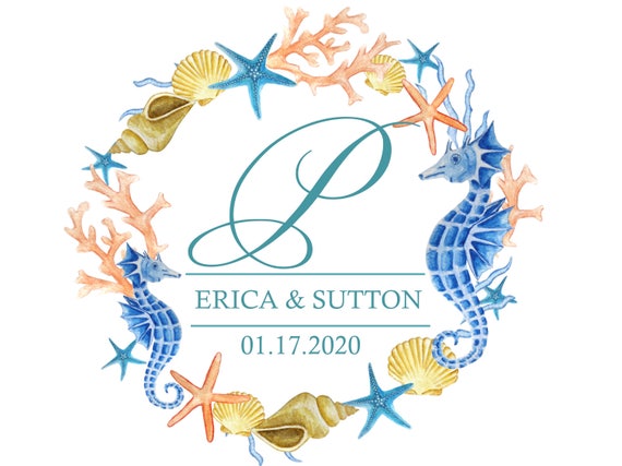 Custom Digital Beach Wedding Monogram Design Wedding Logo Etsy