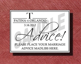 Printable Wedding Advice Mad Libs Sign