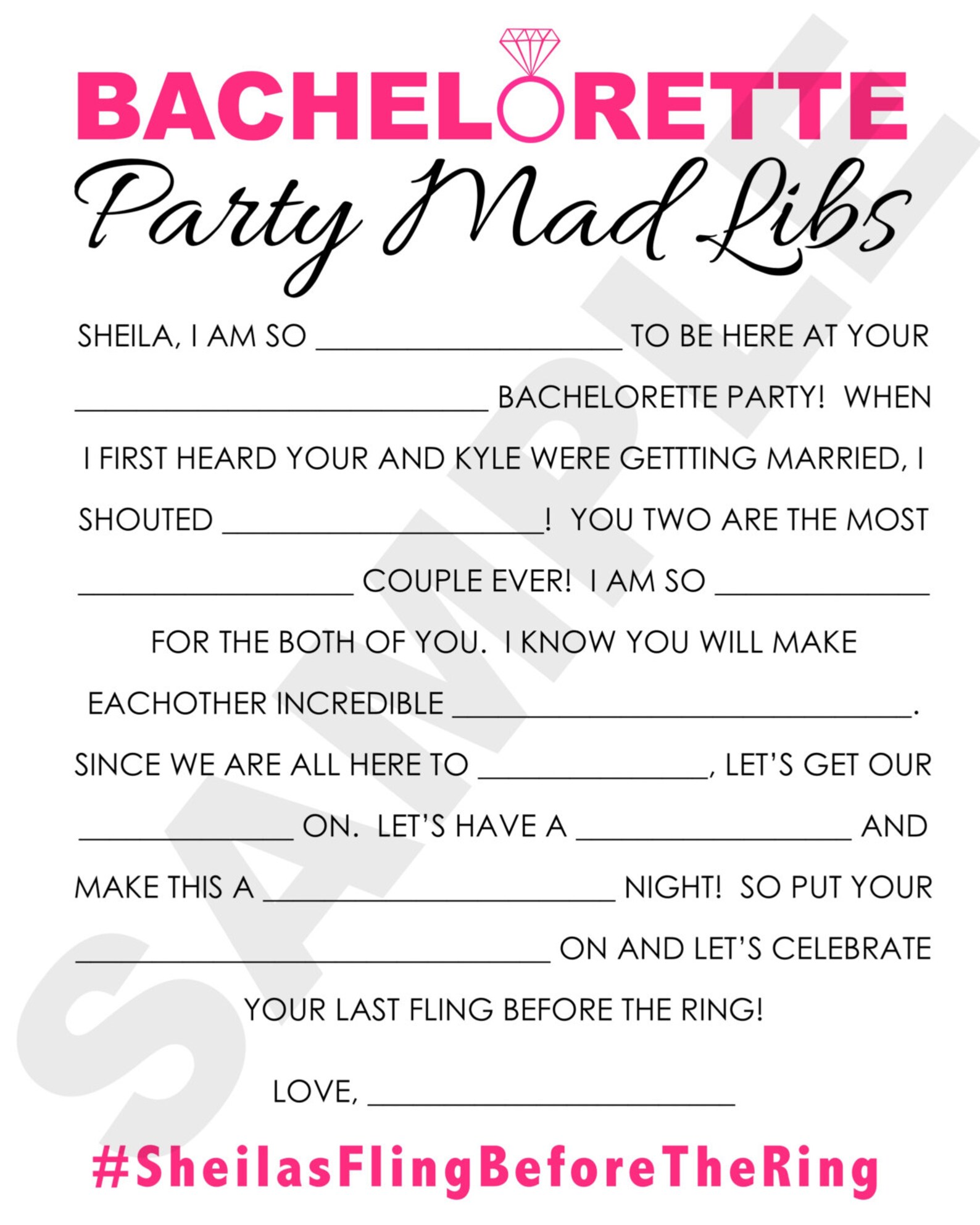 Bachelorette Party Mad Libs Printable Printable Word Searches