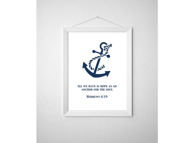 Printable Anchor Bible Verse Wall Art Nautical Hebrews 619 Etsy