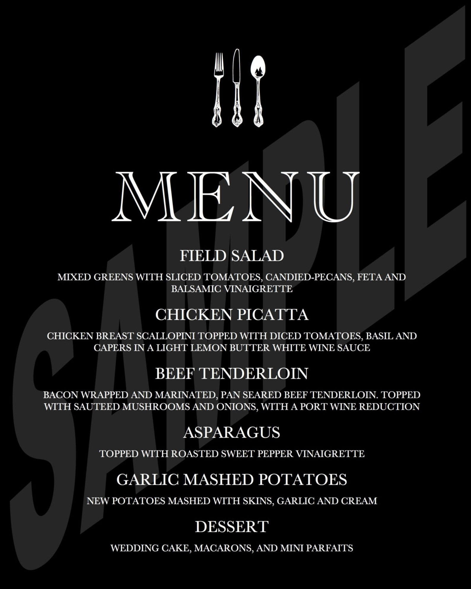 Fork Spoon and Knife Wedding Reception Dinner Menu Etsy UK