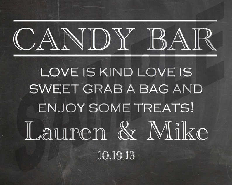 Chalkboard Wedding Candy Bar Sign Etsy