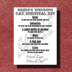 Wedding Day Bride's Survival Kit Card image 1