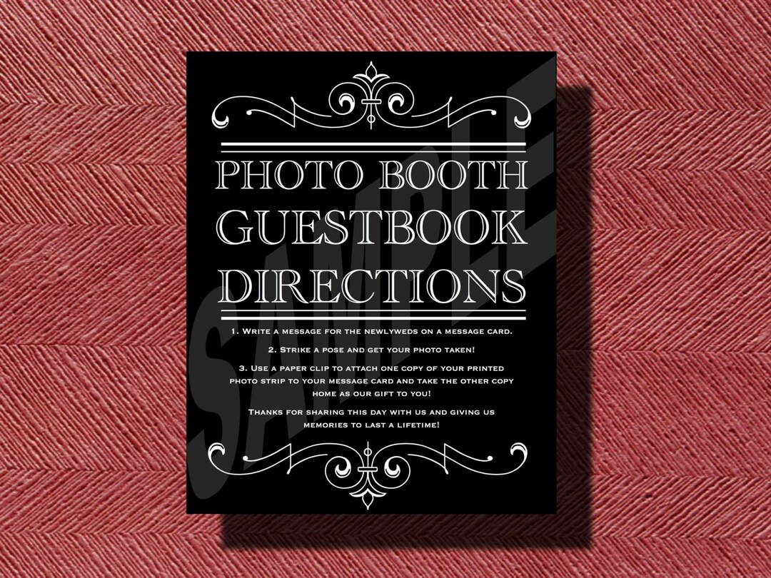 Wedding Photo Booth Guestbook Directions Sign Etsy