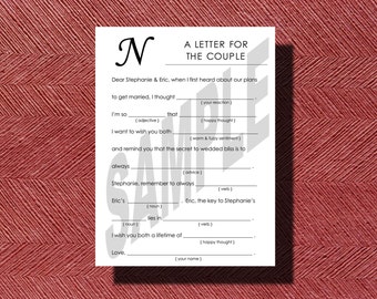 Simple Wedding Mad Libs A fun Guest Book Alternative