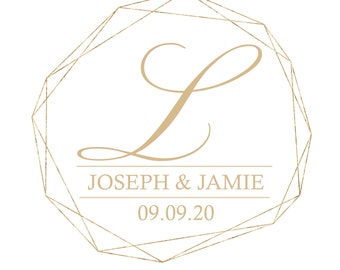 Custom Designed Wedding Monogram Design Geometric Shapes Logo, Wedding Gobo, Framed Wedding Monogram Printable, Logo Design for your Event