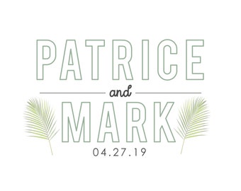 Custom Designed Palm Leaf Wedding Monogram Design, Wedding Logo, Digital Gobo, Simple Wedding Monogram Printable, Logo Design for your Event