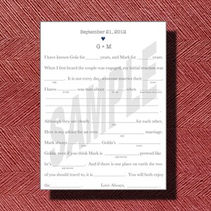 Modern Wedding Guest Book Wedding Day Mad Libs image 1