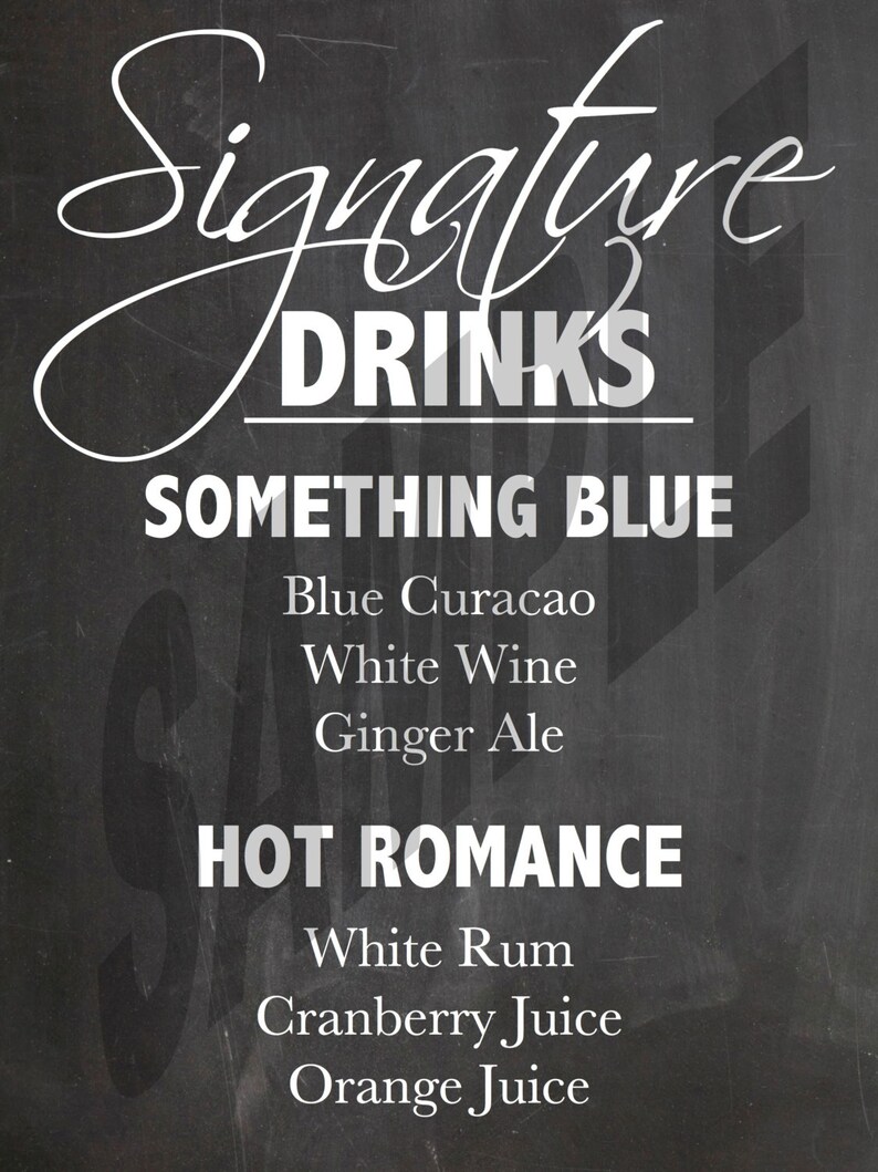Chalkboard Wedding Signature Drink Sign Etsy