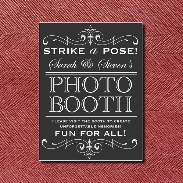 Custom Designed Wedding Reception Photo Booth Sign or Poster DIY Print-Ready