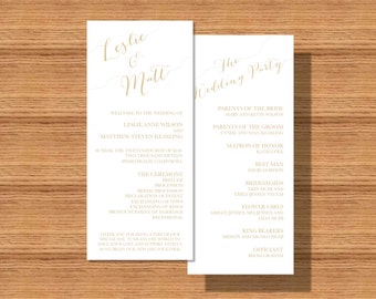 Modern Double Sided Wedding Program, Two-Sided Wedding Program, Printable Wedding Program for your Wedding or any Special Event, Fun Program