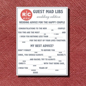 Modern Wedding Guest Book Alternative Do It Yourself Guest Mad Libs