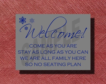 Wedding Welcome Seating Sign or Poster