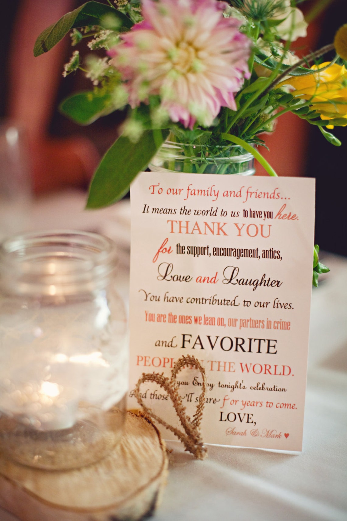 Wedding Thank You Card Poster Sign For Wedding Reception Or Etsy
