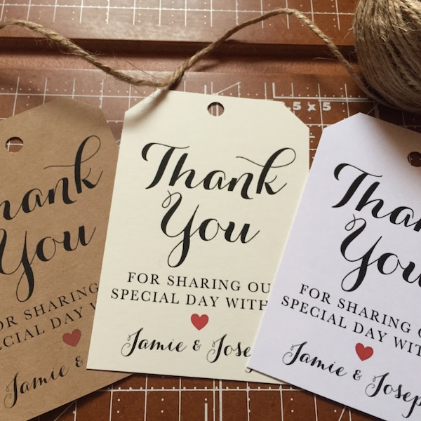 Wedding Thank You Favor Tags, Wedding Favor Tags, Favor Tags with Names and Date for your Wedding or Event, Favor Tags for any Event