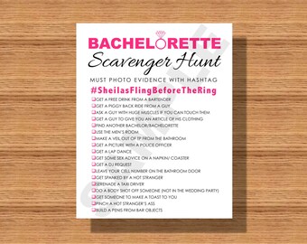 Bachelorette Party Scavenger Hunt, Printable Bachelorette Party Scavenger Hunt, A Fun Bachelorette Party Game