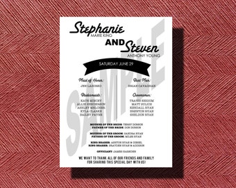 Simple Modern Custom Designed Wedding Program