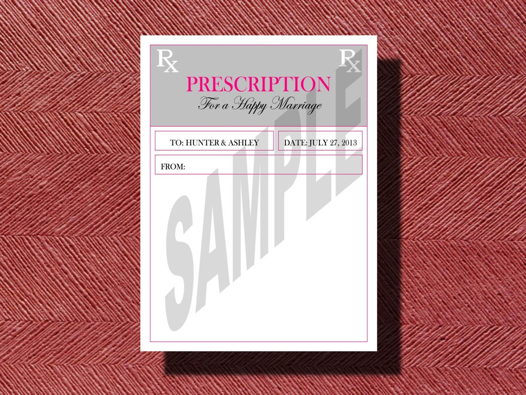 Fun Prescription for A Happy Marriage Printable Sheet, Rx for a Happy ...