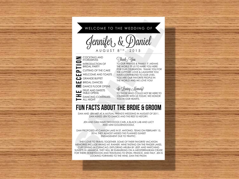 Modern Wedding Program with Thank You Note In Loving