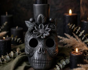 Bougeoir crâne Barro Negro | Jour des Morts