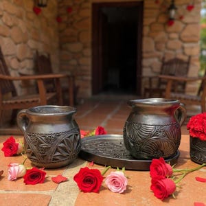 Hand-Carved Jarrito Barro Negro Mug – Oaxacan Black Clay Coffee Cup (12oz)