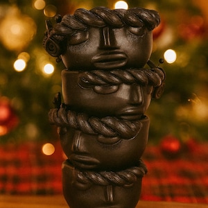 Handmade Barro negro Oaxacan Black Clay Face Mug – Unique Mexican Pottery Coffee Cup