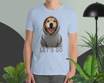 Short-Sleeve T-Shirt with a Dog in a Hoodie