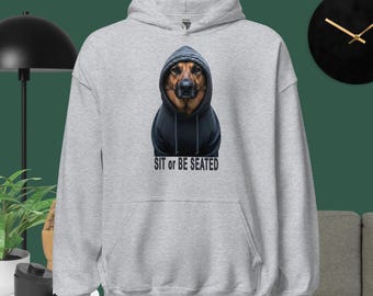 Dog in a Hoodie Sit