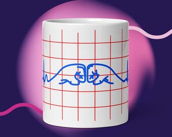 Taza blanca brillante ECG Choque de puños