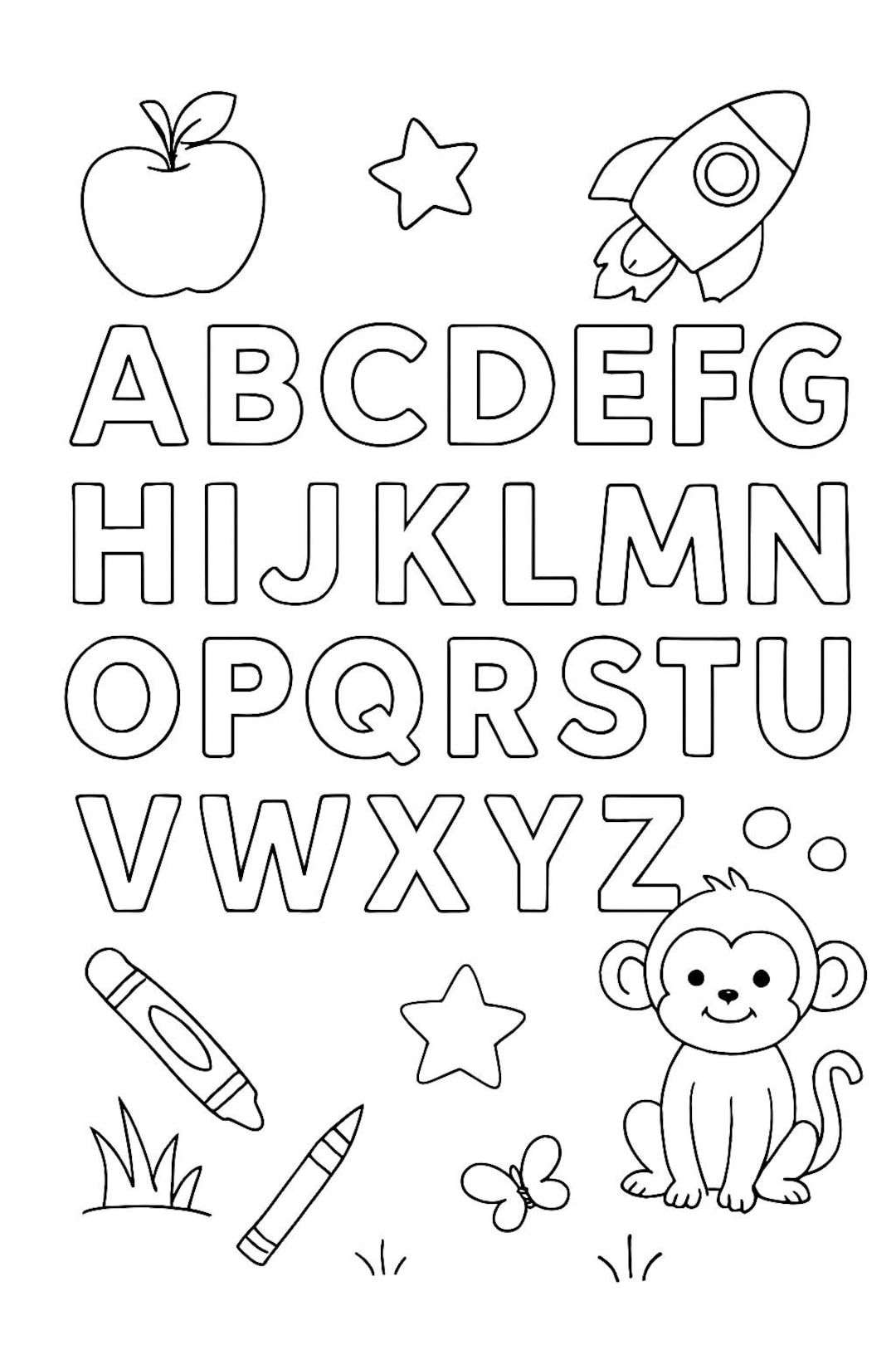 Alphabet Coloring Page - Etsy