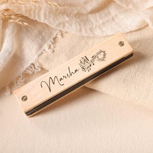 Personalized Wooden Harmonica Toy, Engraved Name Musical Instrument, Handmade Music Toy, Custom Melodica Toy, Birthday Gift, Children's Gift