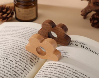 Wooden Flower Thumb Page Holder, Reading Finger Ring Page Holder, Page Spreader, Gift For Book Lovers, Book Accessories, Christmas Gift