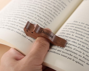 Wooden Cat Thumb Page Holder, Book Page Spreader, Anniversary Gift, Gift For Book Lovers, Reading Finger Ring Page Holder, Book Accessories