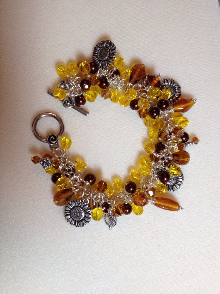 Sunflower charm bracelets | Etsy