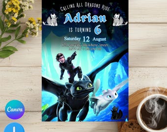 How to Train Your Dragon Birthday Invitation Template: Hiccup & Toothless (Digital Download)