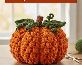 CROCHET PATTERN + VIDEO Pumpkin Spice Wheat Stitch Crochet Pumpkin Trio Pattern - Diy Fall Decor, Easy Stackable Pumpkins, Crocheted Flat.