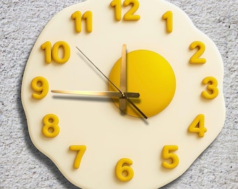 Fried Egg Wall Clock, Novelty Kitchen Decor, Funny Acrylic UV Print, Unique Housewarming Gift