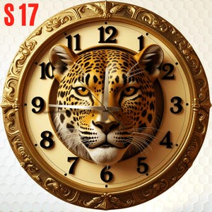 Large Acrylic Wall Clock | Leopard Face UV Print | Safari Animal Decor, Modern Home Wall Art Gift