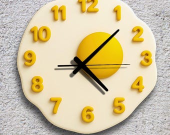 Fried Egg Wall Clock, Novelty Kitchen Decor, Funny Acrylic UV Print, Unique Housewarming Gift