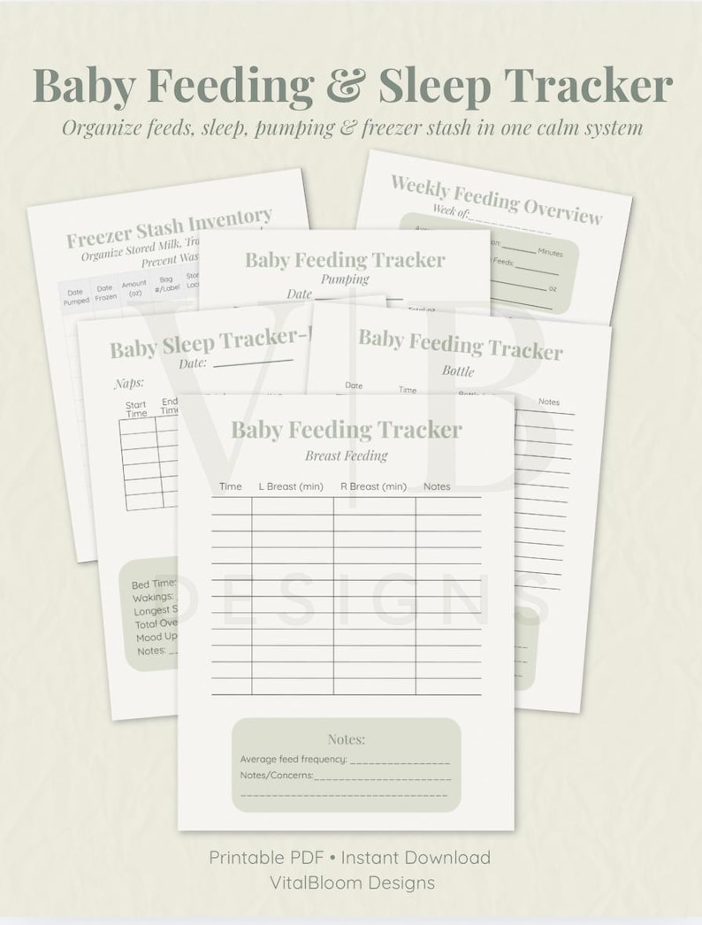Newborn Feeding & Sleep Tracker | Printable Baby Log (digital Download ...