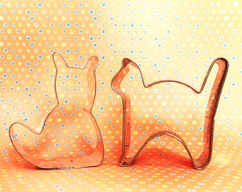 Two Cats, Metal Cookie Cutters, Vintage Collectible