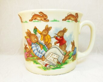 Vintage Bunnykins Hug a Mug, Pea Shooter, Disturbing Sleeping Father