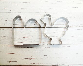 Barn with Silo & Rooster, Metal Cookie Cutters, Farmstead