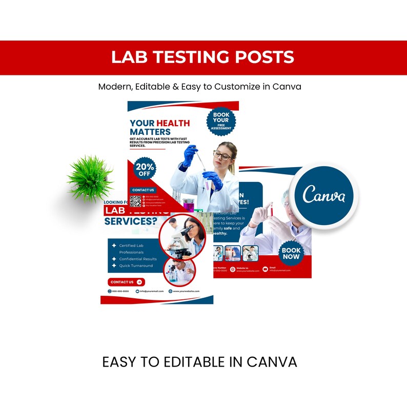 Editable Lab Testing Canva Templates Bundle | Medical Brochure, Flyer ...
